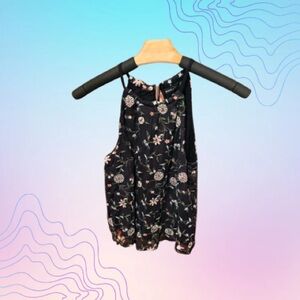 ABERCROMBIE & FITCH Black Floral Sleeveless Blouse Tank Top Size M